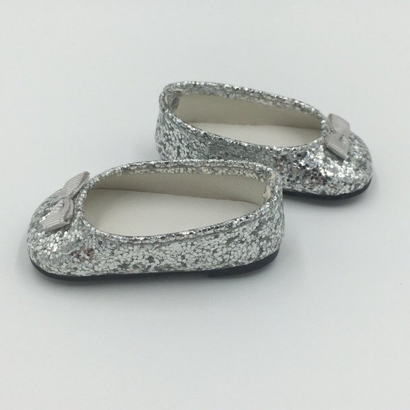 American Girl SILVER SHIMMER Sparkly Glitter SHOES (Only), 2015 Retired - Picture 2 of 5